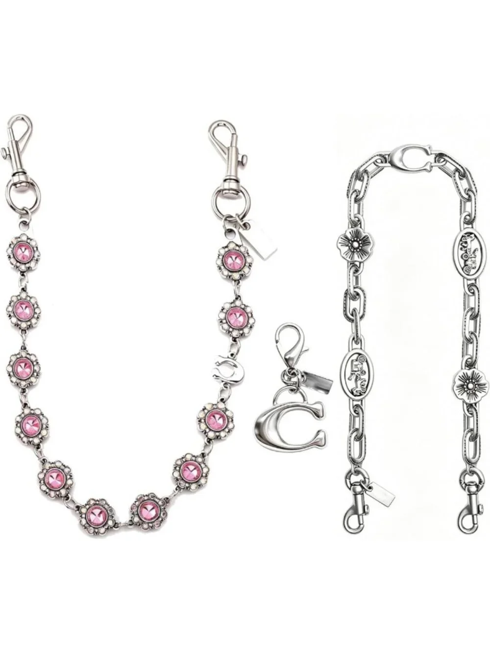 3 Pack Vintage Gold & Silver Bag Charms, Purse Keychains & Wallet Chains for